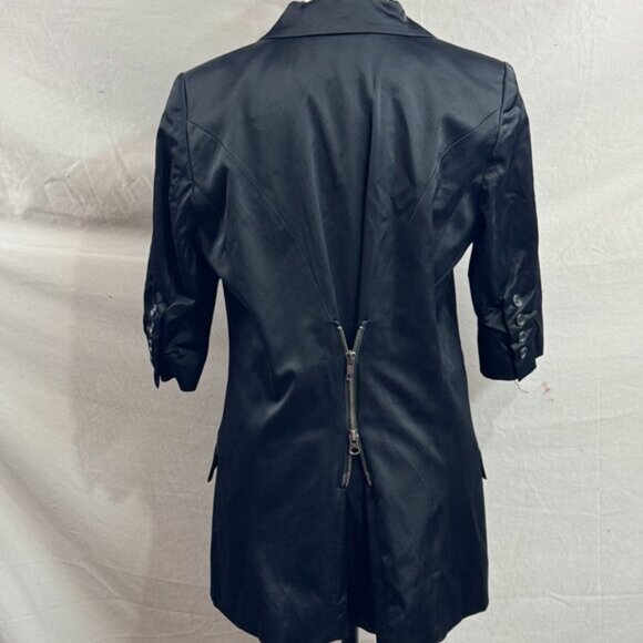 Elizabeth And James Satin Blazer With Zipper Back Black - Picture 7 of 7